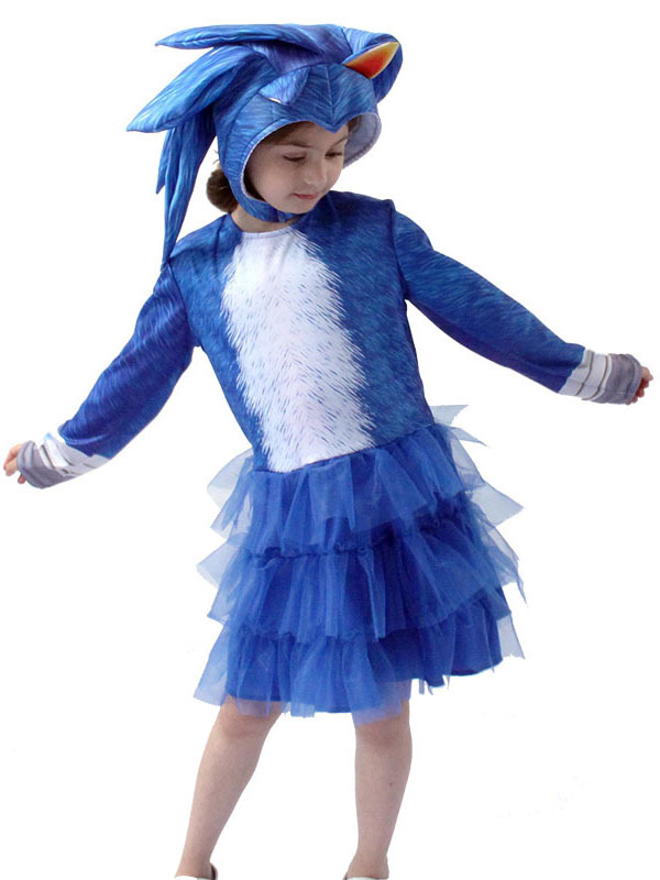 Sonic the Hedgehog Cosplayd'Enfant Fille Costume à Capuche Robe Costume  Cosplay Déguisement Halloween 