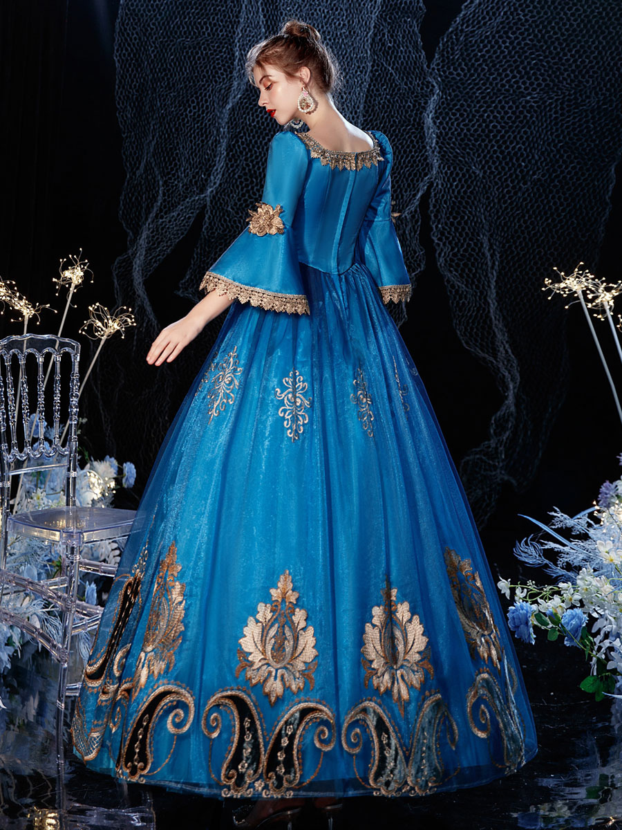 Rococó victoriano traje retro vestido azul real mascarada encaje algodón  Cosplay disfraz carnaval 