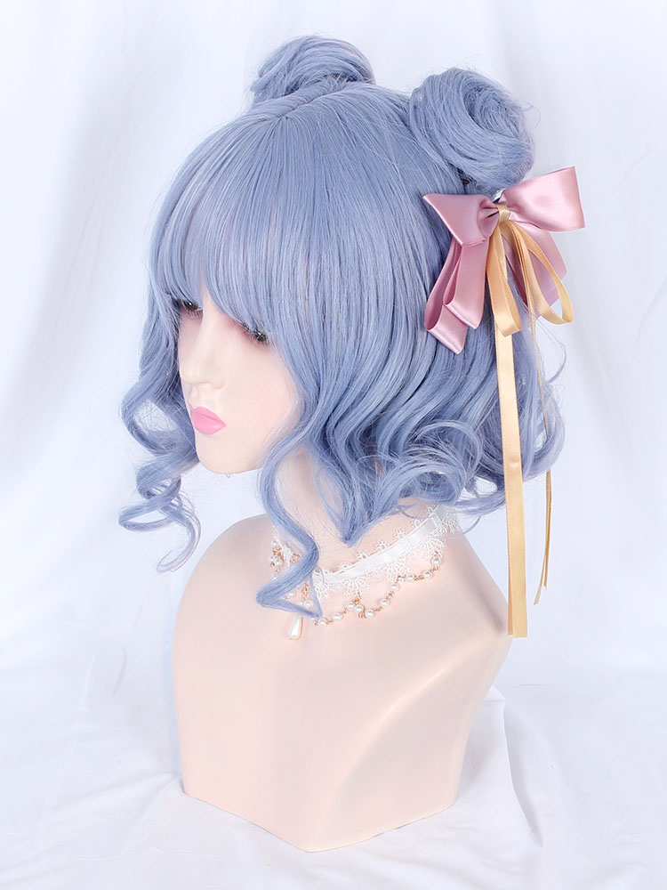 Costumes Lolita | Sweet Lolita Wigs Flowers Butterfly Bun Fiber Teal Lolita Accessories - YQ97292