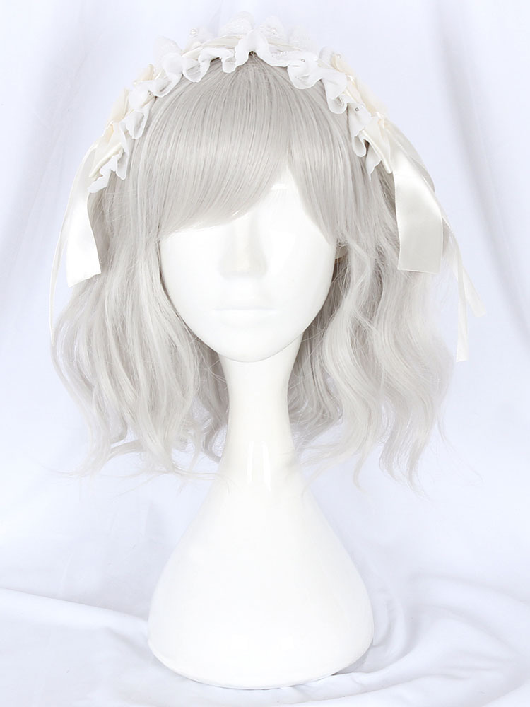 Costumes Lolita | Sweet Lolita Wig Light Gray Fiber Fringe Lolita Accessories - SL59571