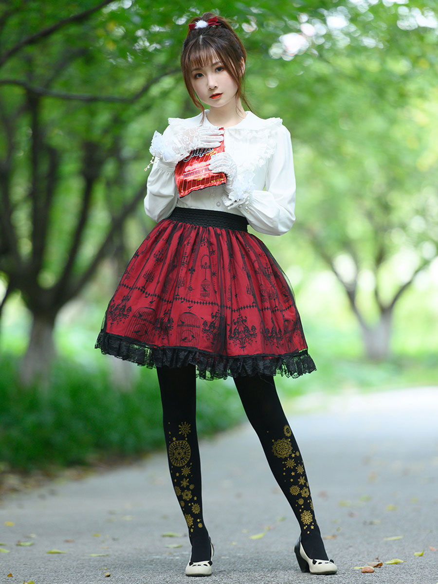 Jupes Lolita bordeaux Sweet Lace Lolita SK