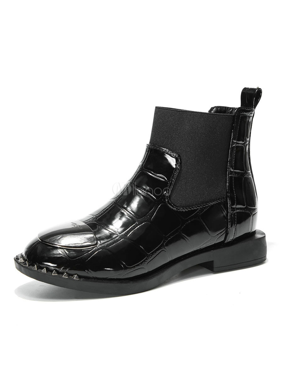 black patent chelsea boots womens