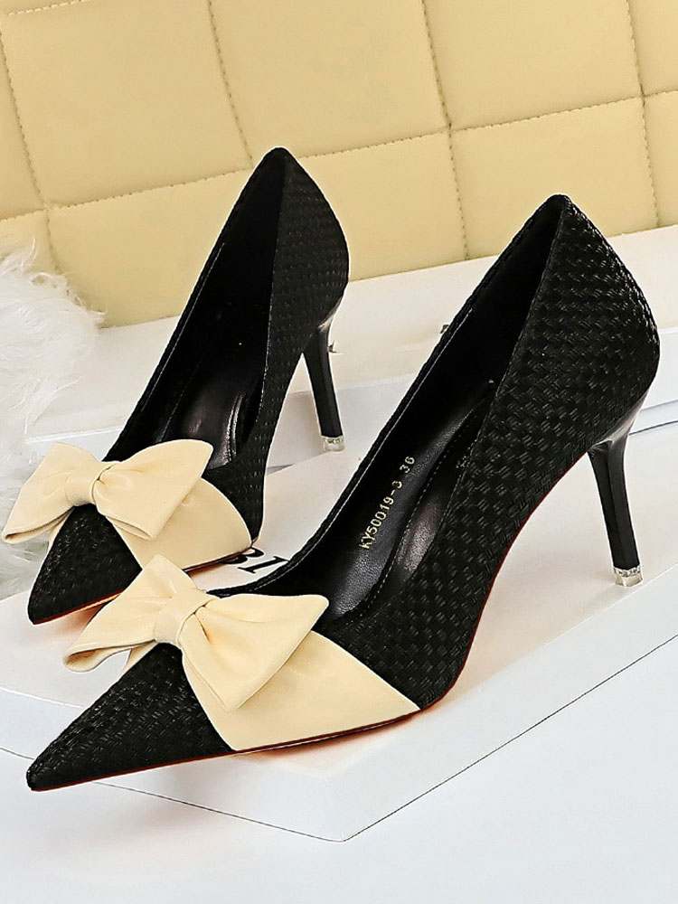 black heels slip on