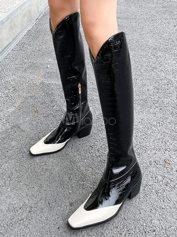 knee length black boots