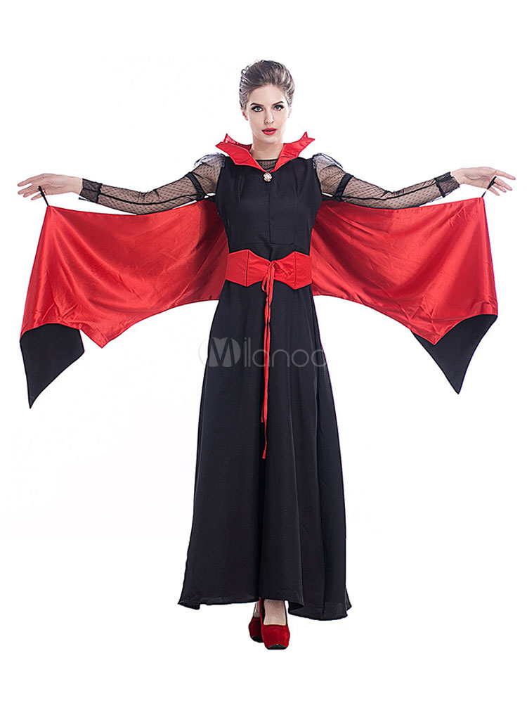 de las mujeres trajes de vampiro Negro Poliéster Color bloque de vestir de  Halloween Disfraces de Vacaciones 