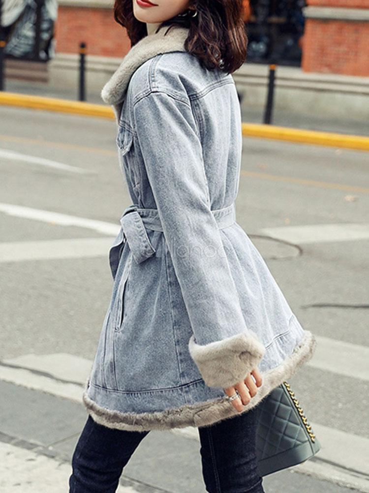 Cappotto di jeans da donna Tasche con colletto rovesciato Cappotto di lana  bianco ecrù casual - Milanoo.com