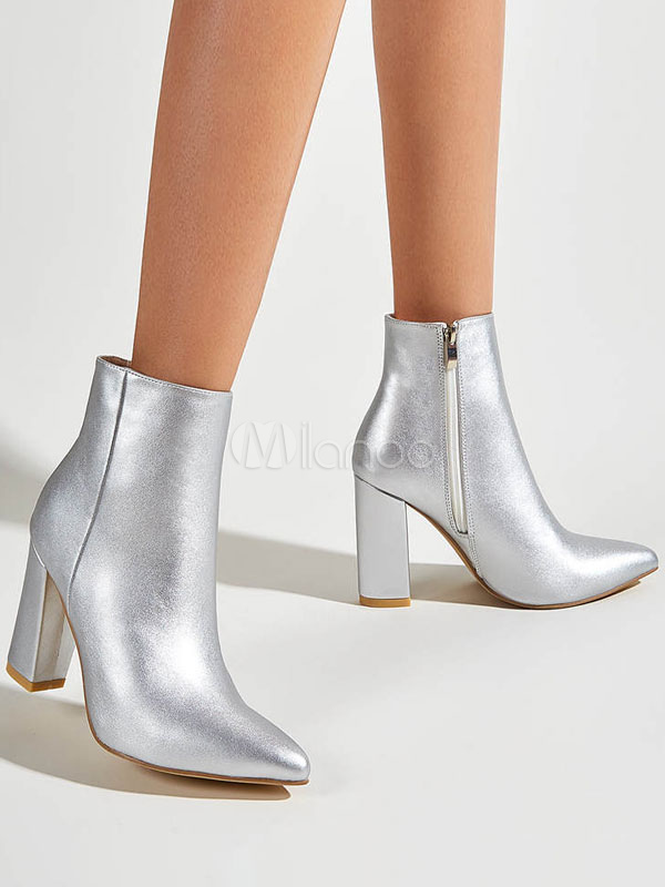 silver pointed toe boots