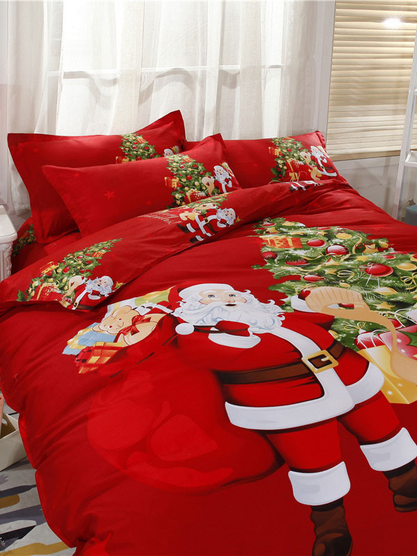 Christmas Bedding Set 4Piece Cotton Lilac Christmas Printed