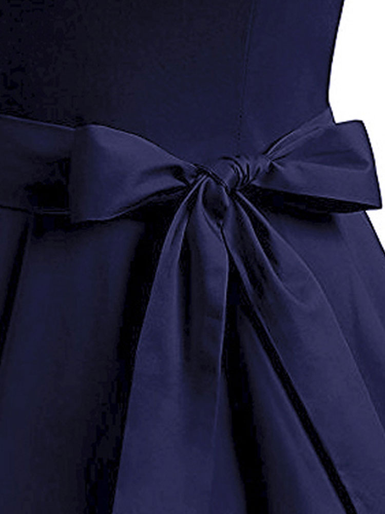 Women Retro Dress 1950s Deep Blue Jewel Neck Sleeveless Medium Vintage ...
