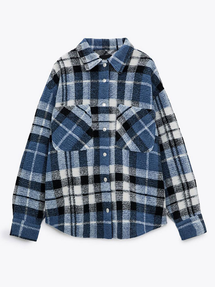 blue plaid jacket womens
