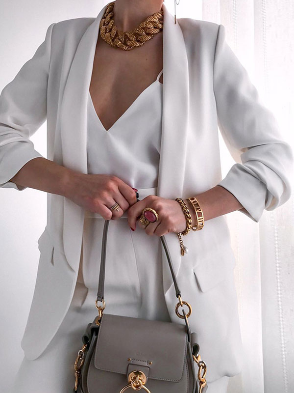 Women's Clothing Outerwear | Women Blazer Khaki Chic Polyester Turndown Collar Long Sleeves Jacket Cozy Active Outerwear - AV21454