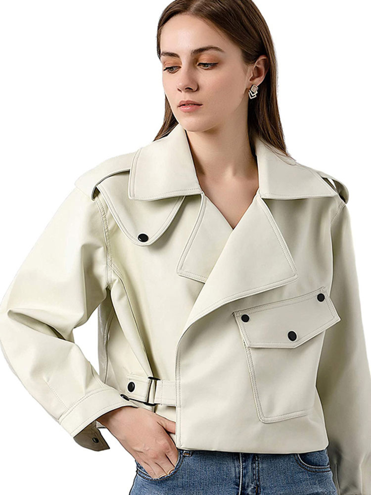 jaqueta de couro cru feminina