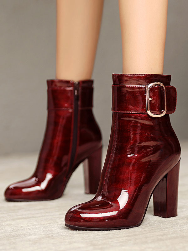 womens burgundy booties