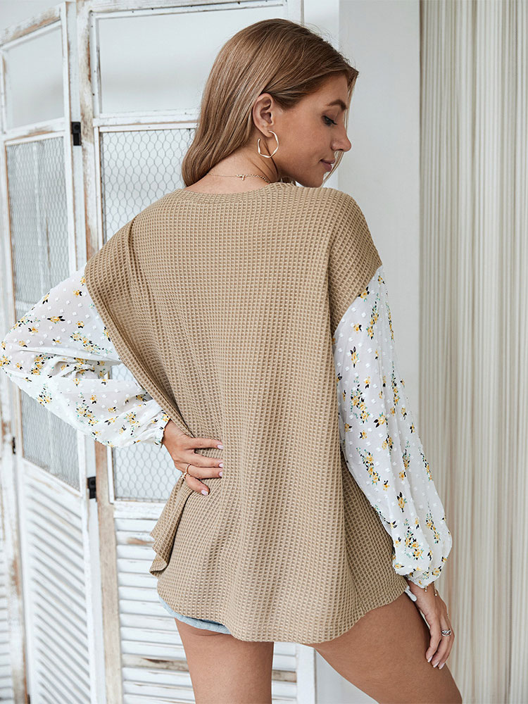 Women Pullover Sweater Khaki Long Sleeves Polyester Sweaters