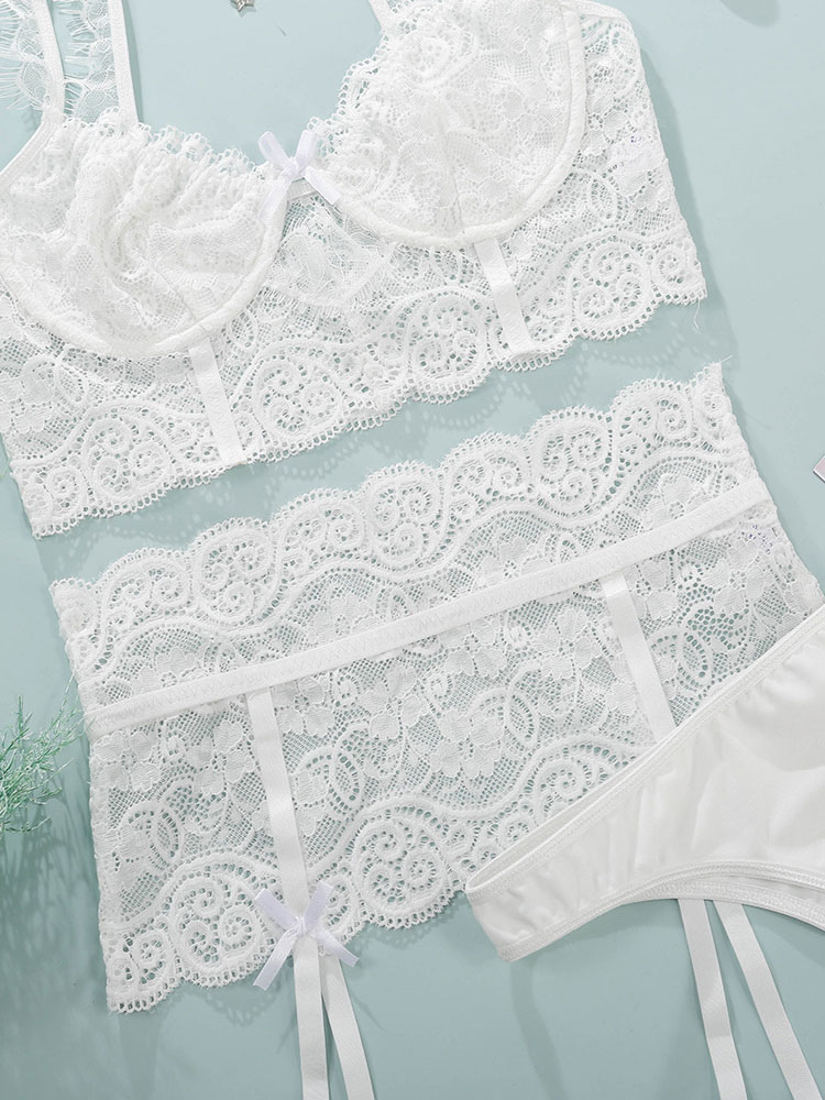 Damen Dessous Set Aus Spitze - Sexy Babydoll BH & Höschen Set Für Besondere Anlässe