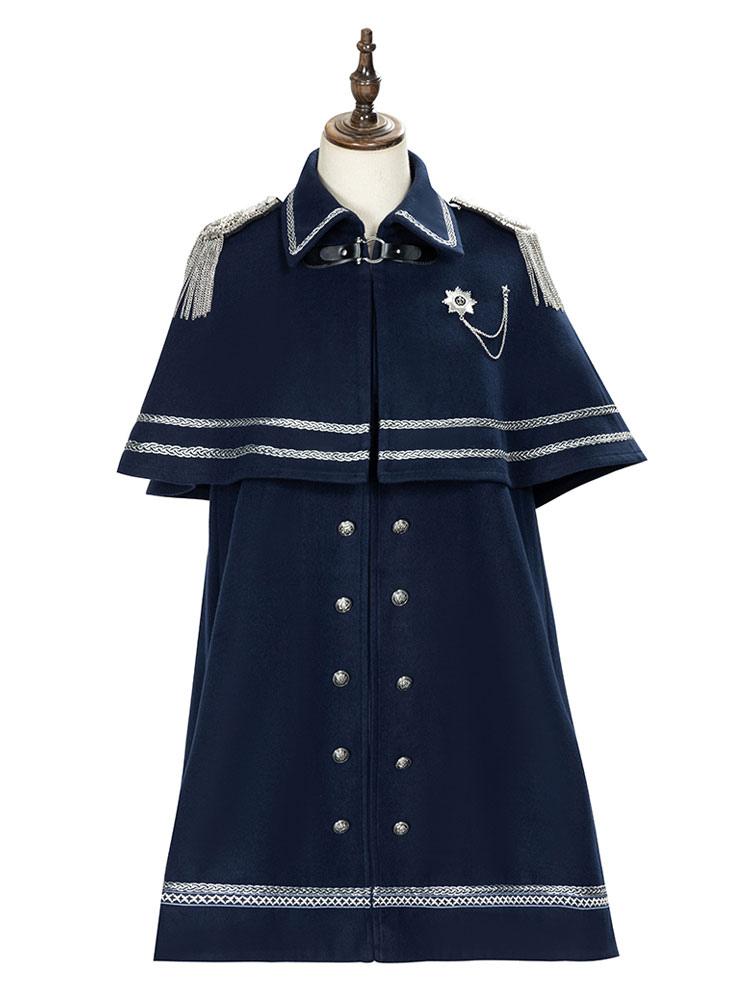 epetice 大航海時代　ネイビー　軍服ロリータ ロングコート　ロングマント ゴシックロリータミリタリースタイルロリータコートディープネイビー
