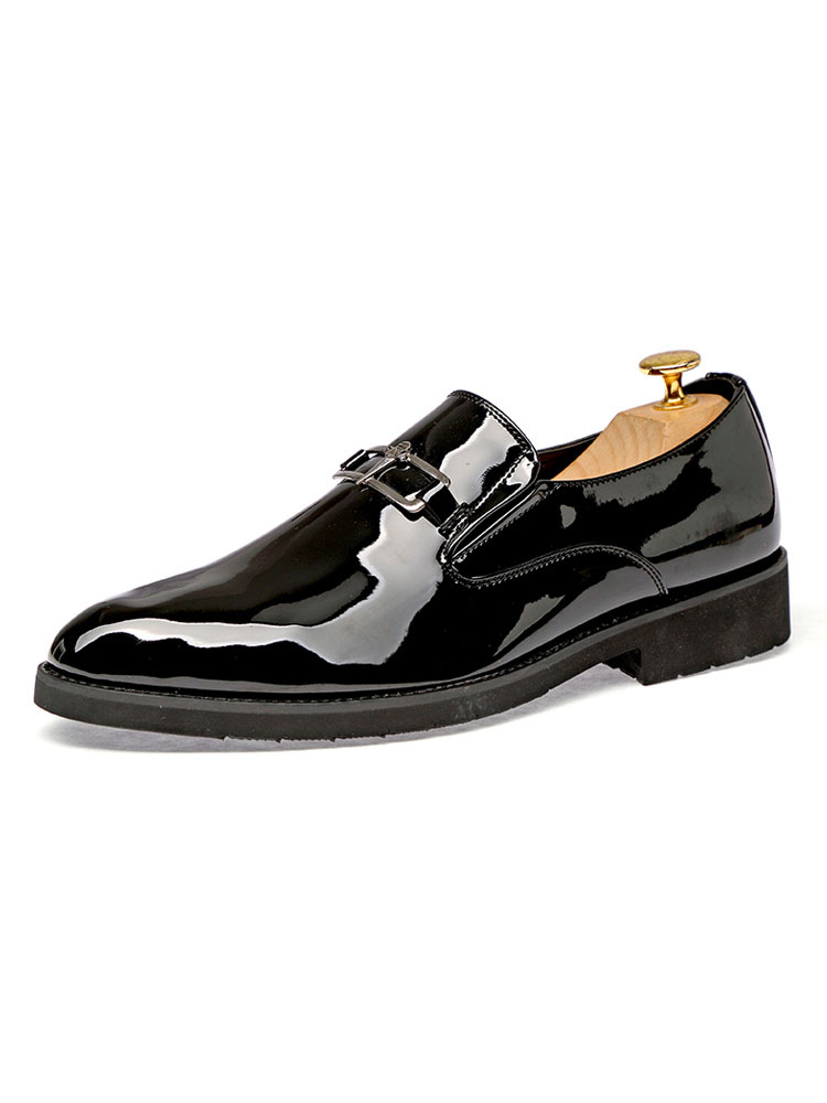Zapatos de hombre | Zapatos mocasines para hombre Zapatos bajos de cuero PU con punta redonda y deslizamiento negro - PA54462