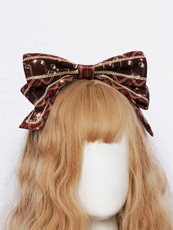 Lolita Headdress Burgundy Big Shoelace Knot Sateen Headwear Daily Casual  Lolita Hair Accessories 