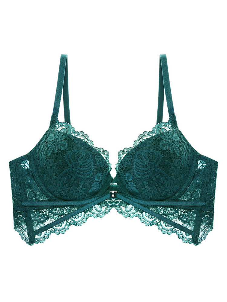 Womens Ink Green Bras Sheer Lace Panty Two Piece Set Sexy Lingering ...