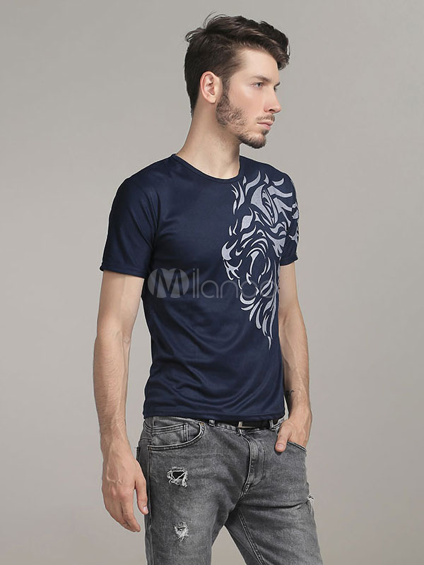 Men's Slim Fit T Shirt With Short Sleeves - Milanoo.com