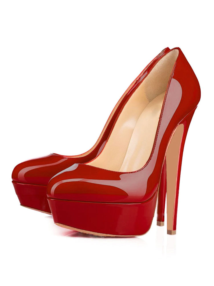 red platform court shoes