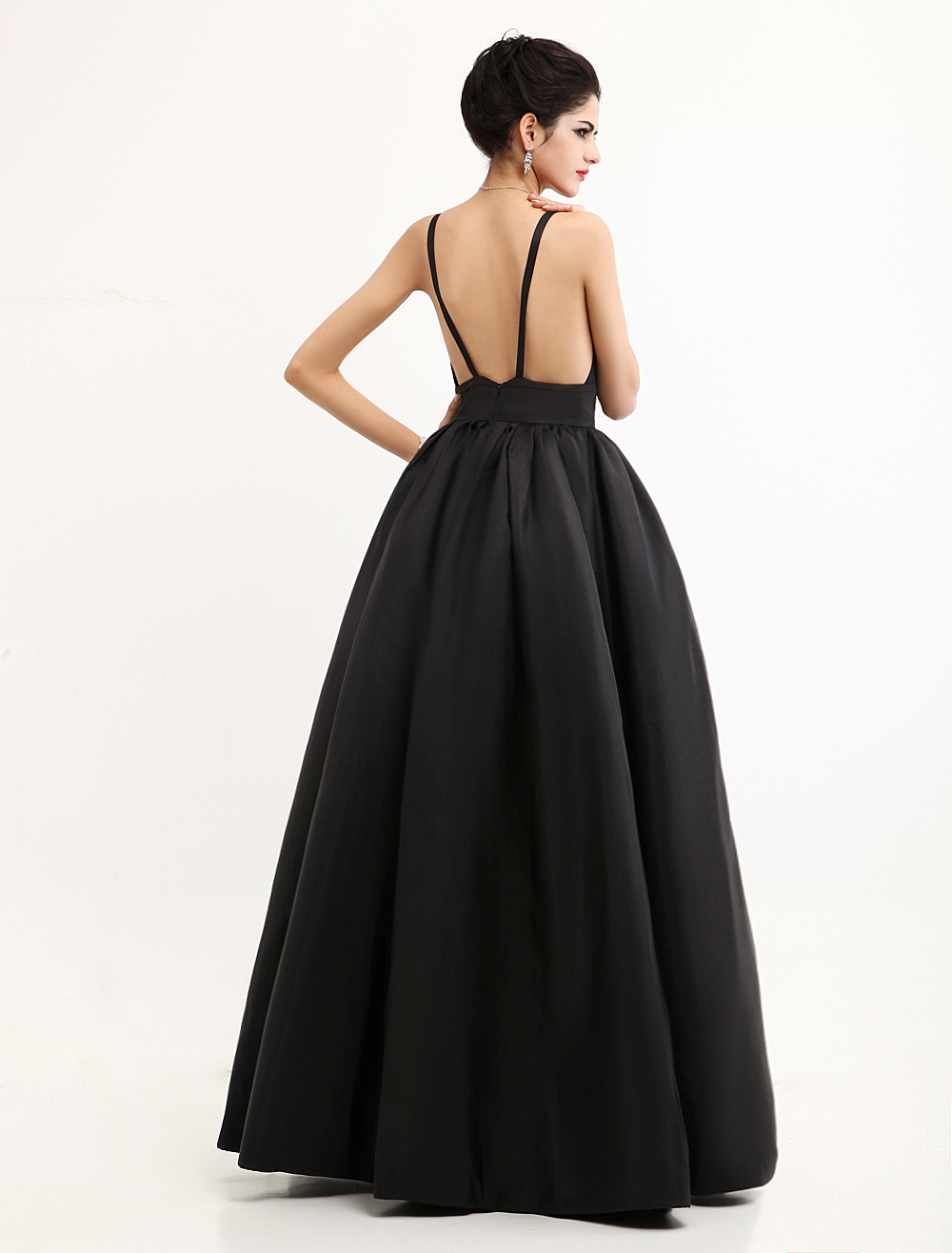Celebrity Dresses Black Oscar Evening Dress Straps Backless Deep V ...