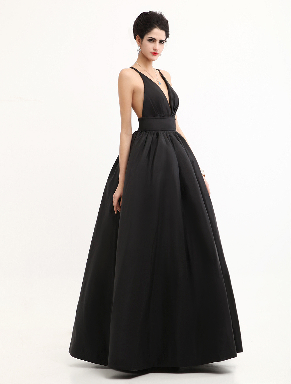Celebrity Dresses Black Oscar Evening Dress Straps Backless Deep V ...
