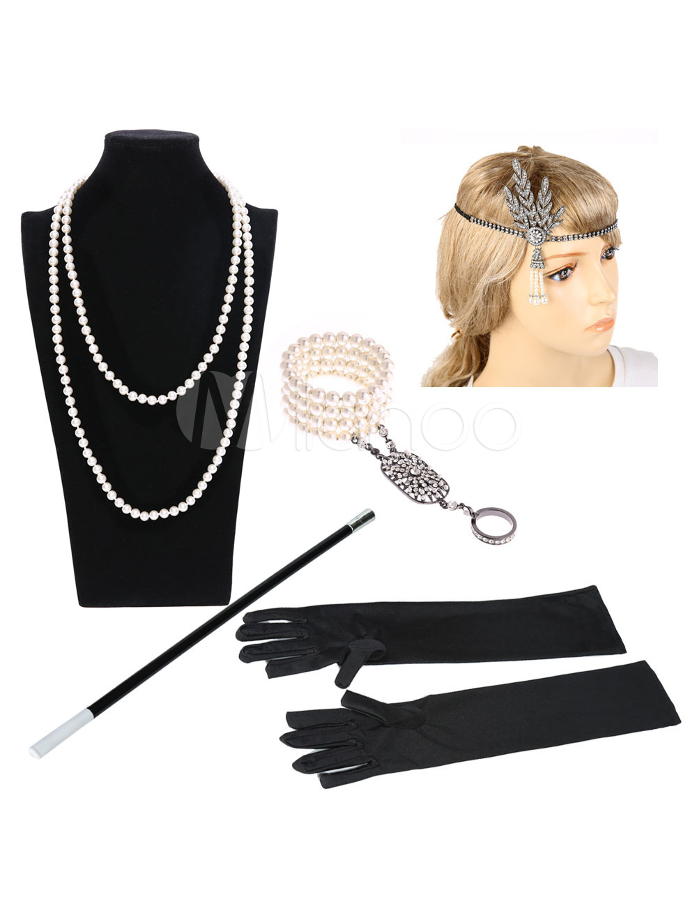 1920s Great Gatsby Jewelry Set Flapper Headband Feathers Tassels ...