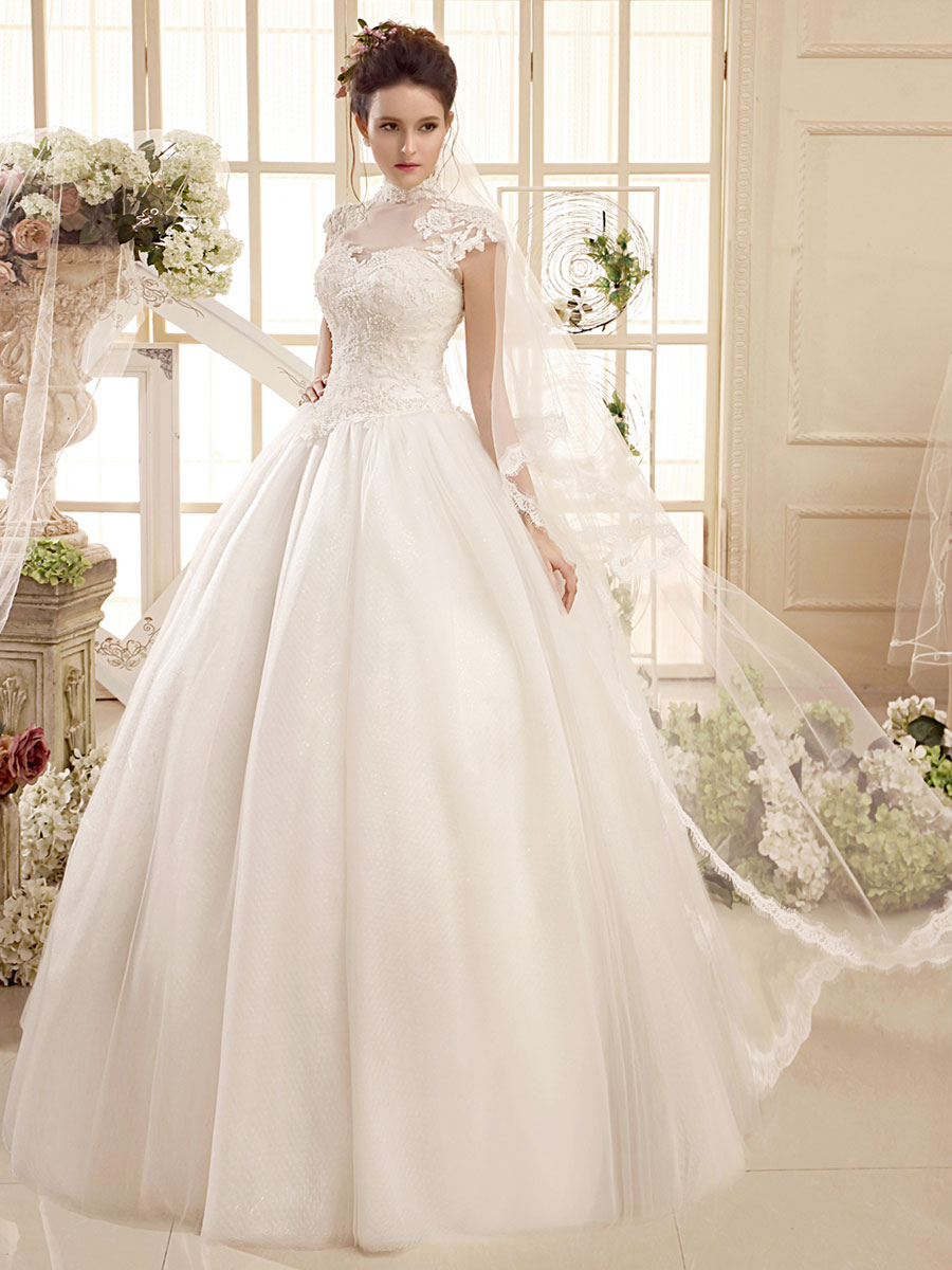 Boda Vestidos de novia | Vestido de novia de color marfil con escote altoMilanoo - FX72368