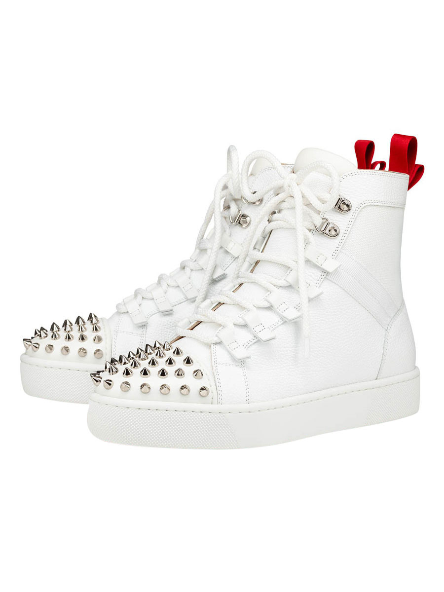 Mens White High Top Sneakers with Spikes - Milanoo.com