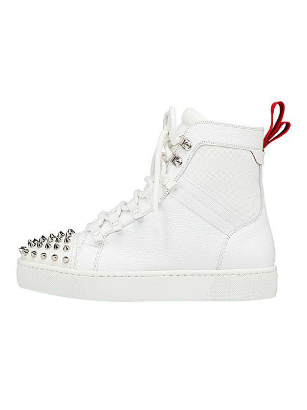 Mens White High Top Sneakers with Spikes - Milanoo.com