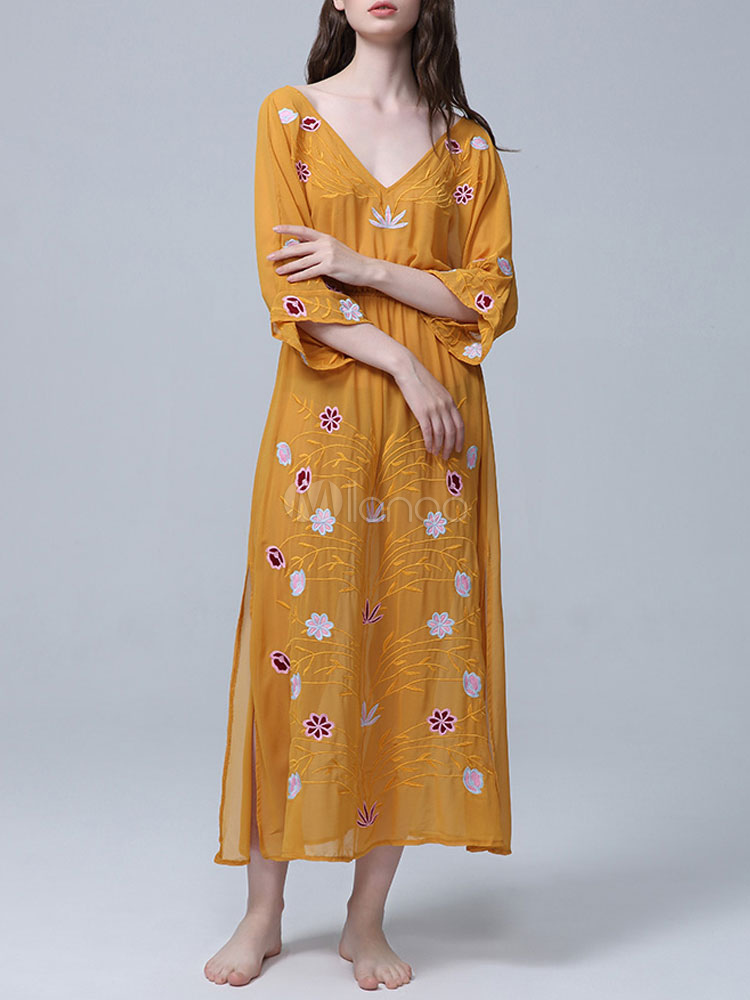 yellow cover up dress