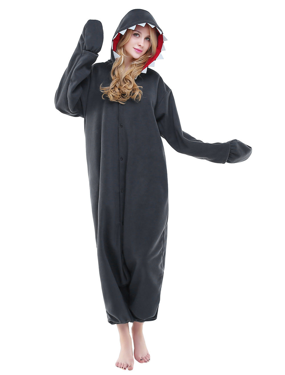 Disfraz Ropa dormir de tiburón Kigurumi traje franela Unisex animales Halloween -