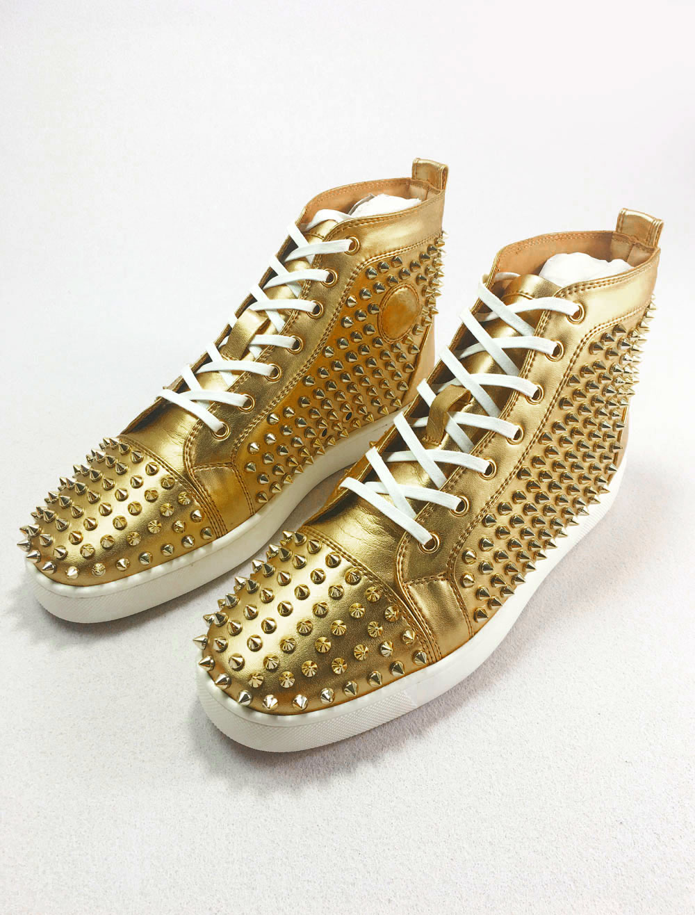 Calvo Disparo Aprendizaje Zapatillas altas doradas para hombre Spike Shoes - Milanoo.com