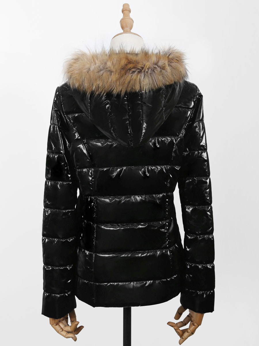 womens black puffer coat, long puffer coat, womens puffer coat with fur ...