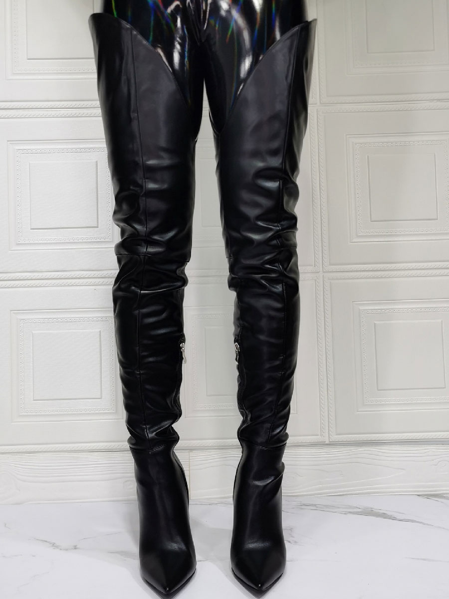 Women Over The Knee Boots Black Pointed Toe Stiletto Heel Sky High ...