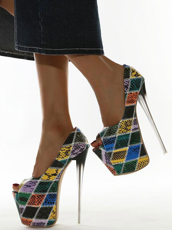 blue pattern heels
