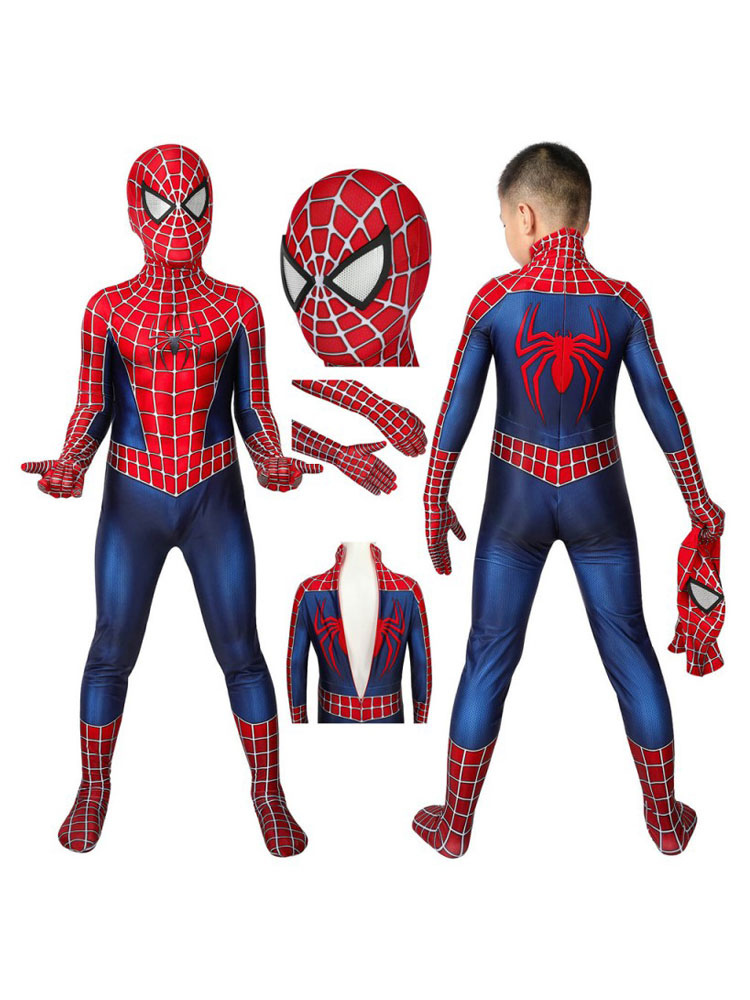 Spiderman Kids Cosplay Red Jumpsuit Lycra Spandex Catsuits Zentai 2002 ...