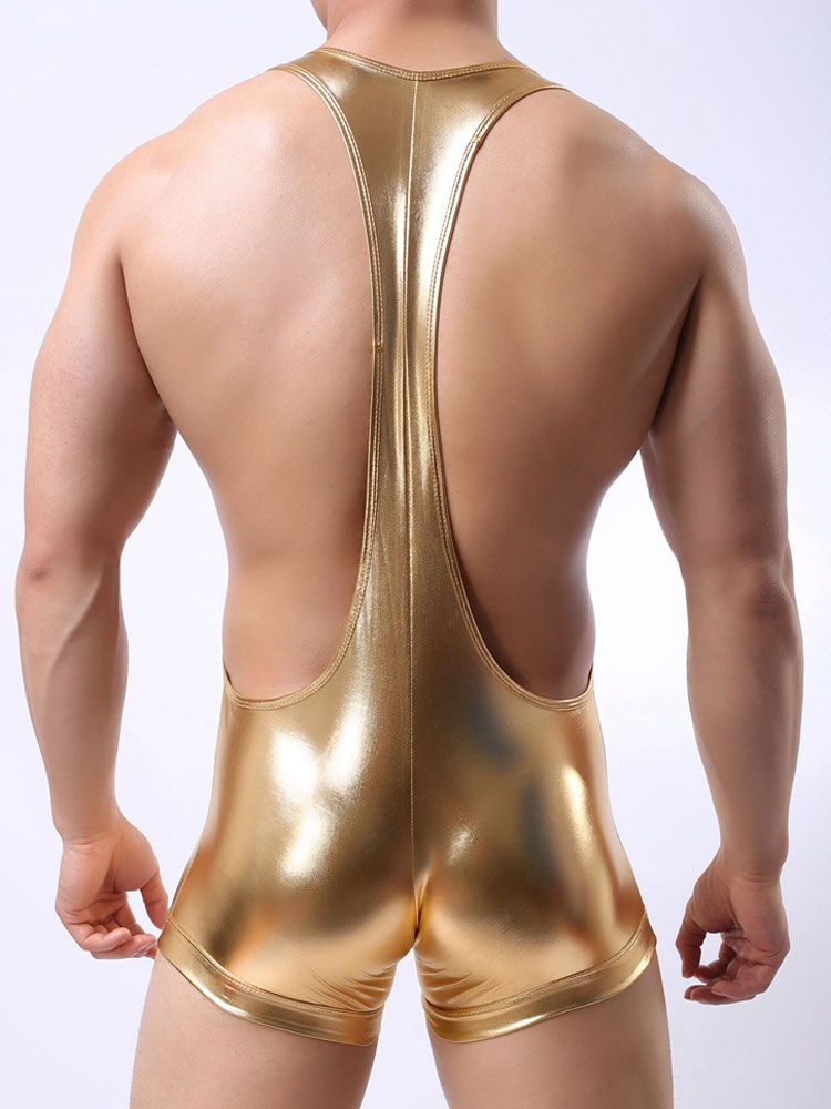 Lingerie Sexy  Costumes | Men Sexy Costume Adult Jumpsuit Gold Polyester Sexy Night Club Wear - SE67433