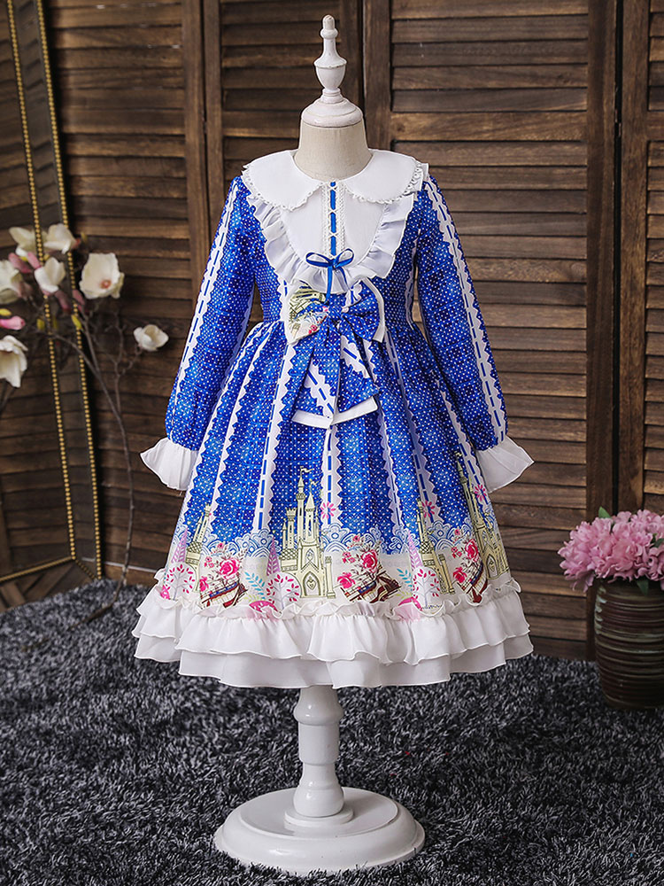 Boda Vestidos de banquete | Vestidos de niña de las flores Cuello joya Mangas largas Vestidos de fiesta social para niños bordados - SV43398