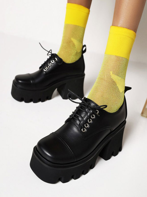 Rugido Fe ciega Ineficiente Calzado gótico Lolita Zapatos negros redondos de tacón grueso con punta de  cuero PU Lolita - Milanoo.com