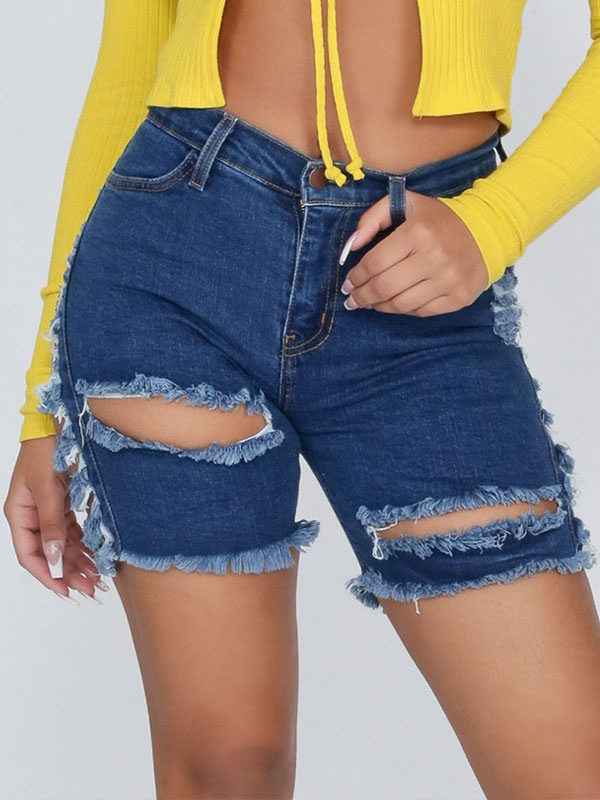 Womens Denim Shorts Blue Cotton 