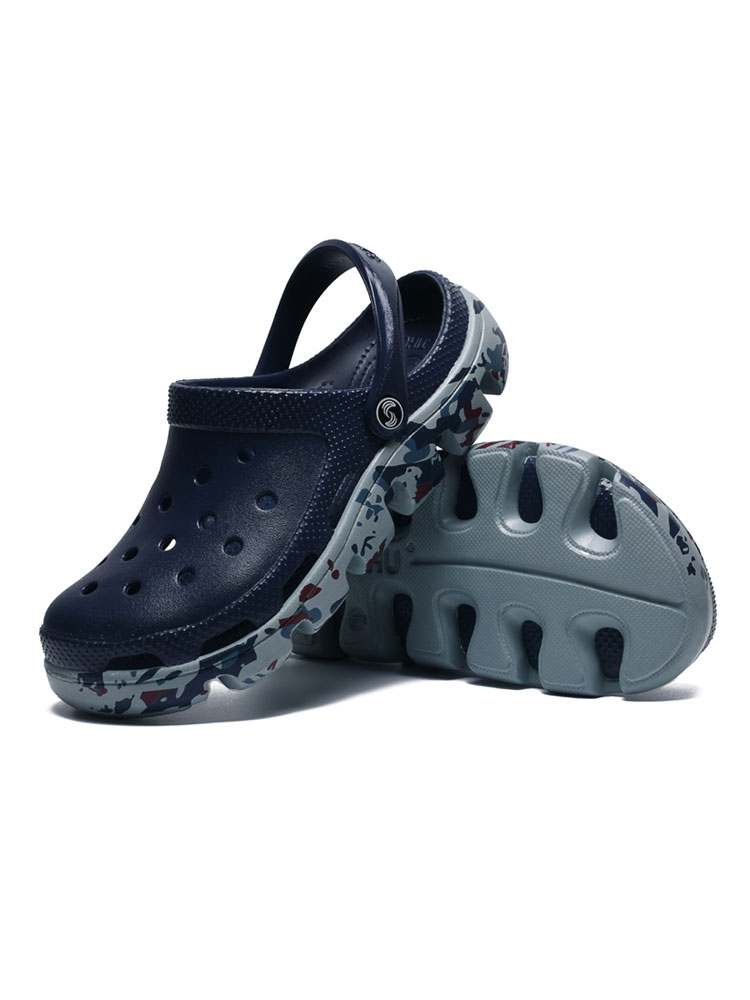 Mens Crocs Dark Blue Slip-On PVC Round Toe Daily Casual Flat Sandal ...