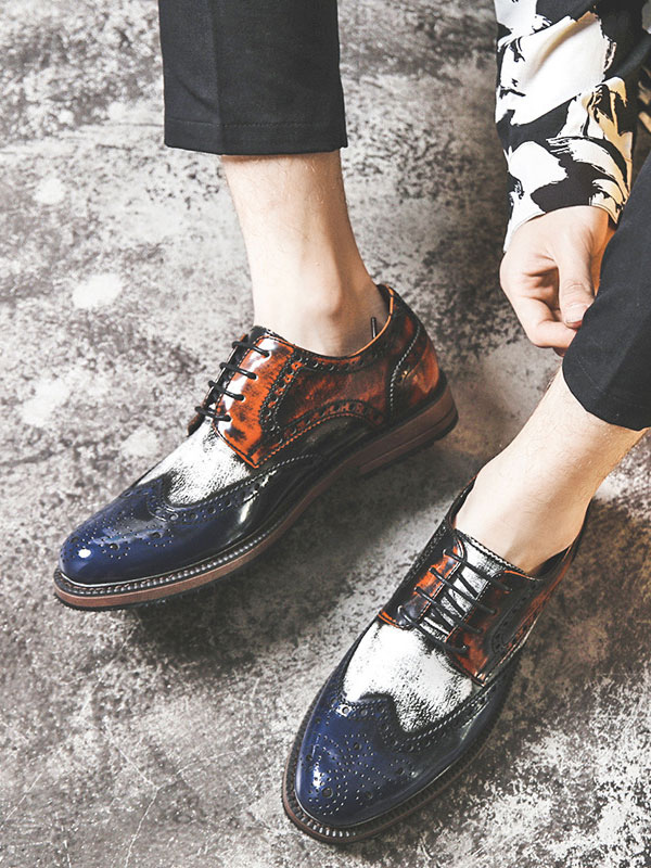 chaussure vernis bleu homme