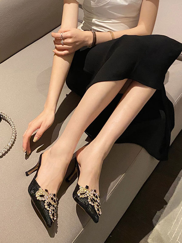 Chaussures Chaussures femme | Chaussures d'été décontractées pour femmes en dentelle à bout pointu blond - TM13626