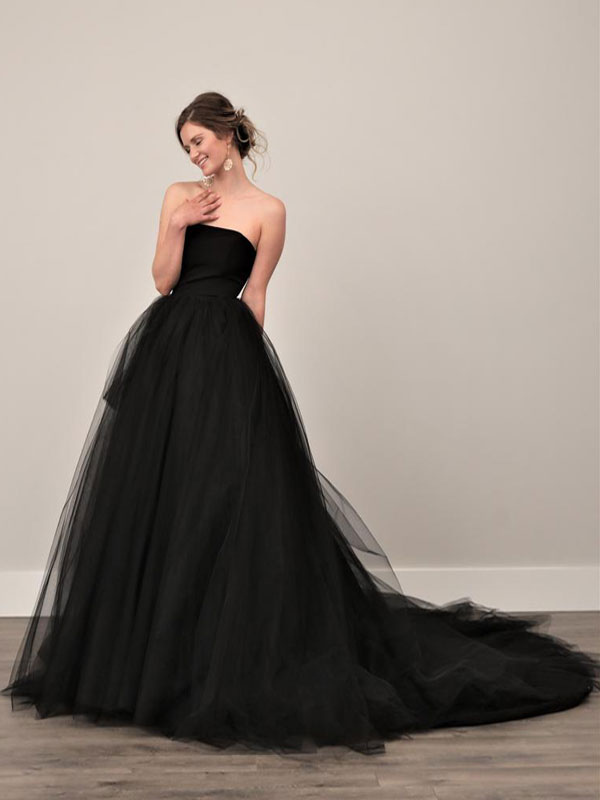 Black Wedding Dresses A-Line Strapless ...