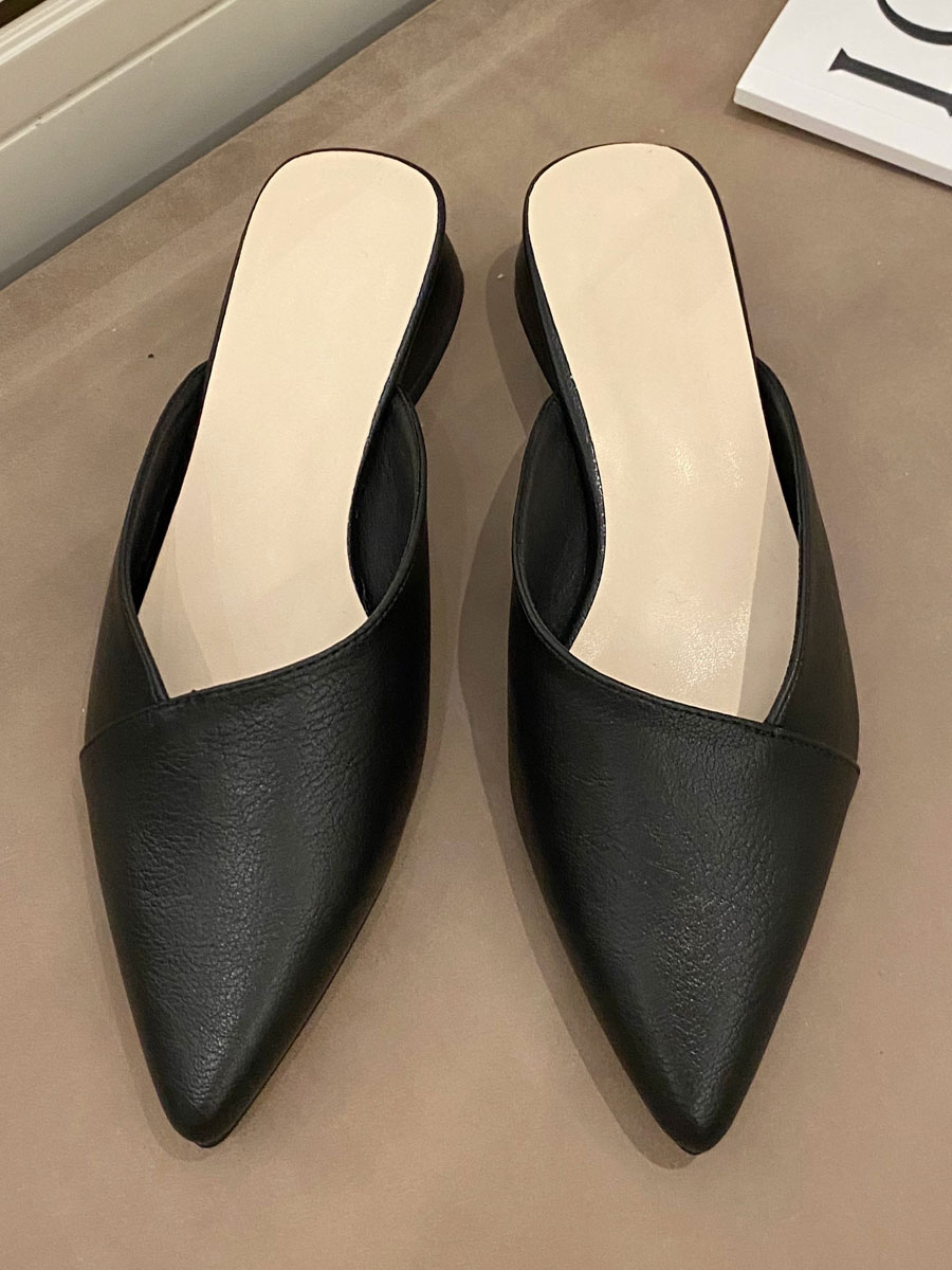 leather pointed mules