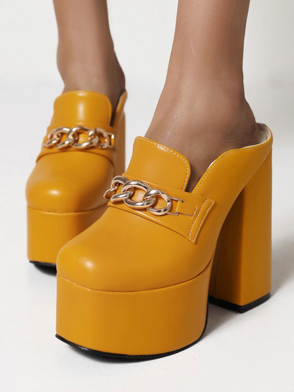 Sandali con tacco gotico Lolita Punta tonda in pelle PU Scarpe estive  Lolita nere Muli con tacco - Milanoo.com
