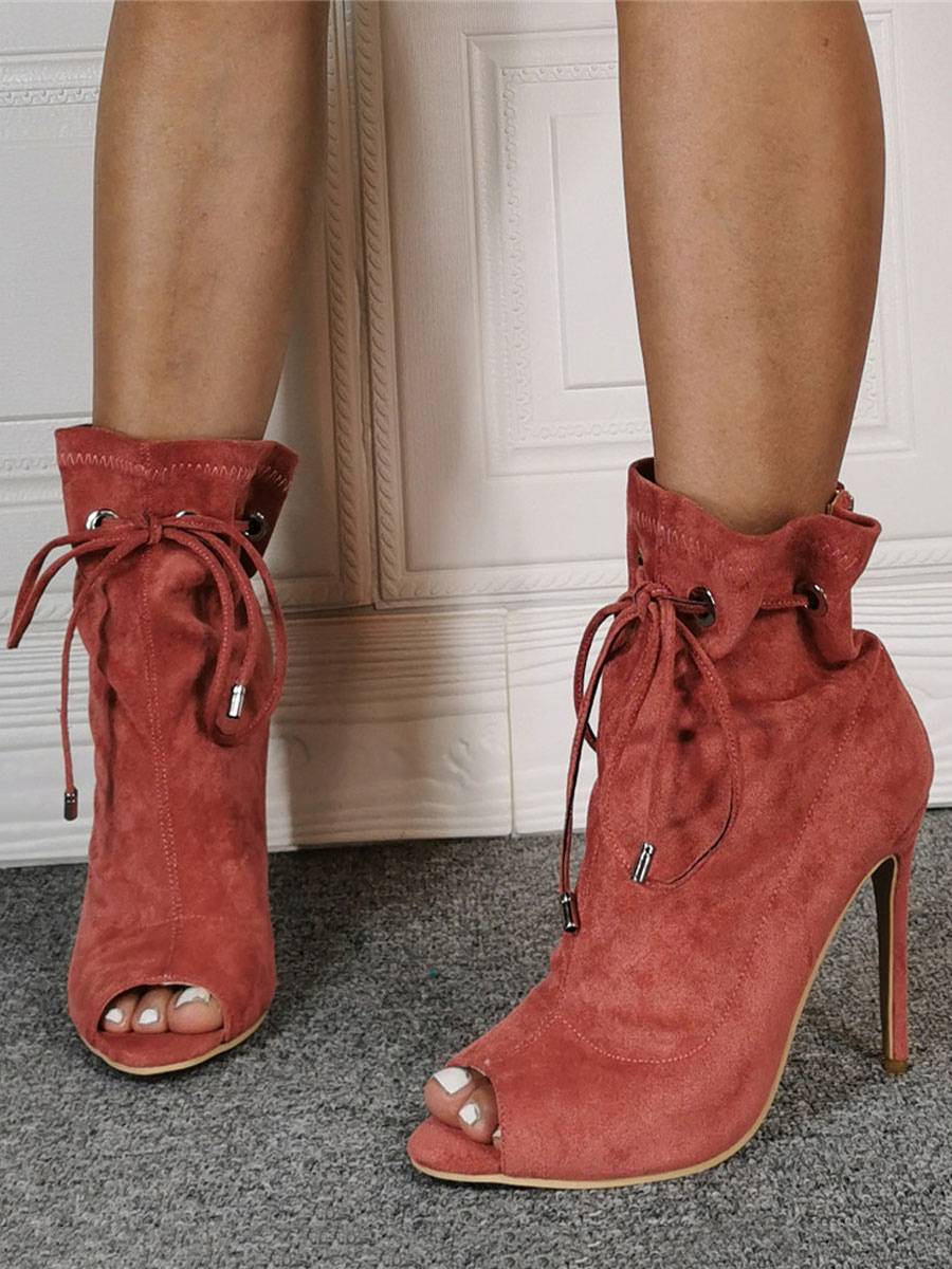 Zapatos de Mujer | Botas de verano coral para mujer Stilette Heel Peep Toe Botas de tacón casual - XX19031