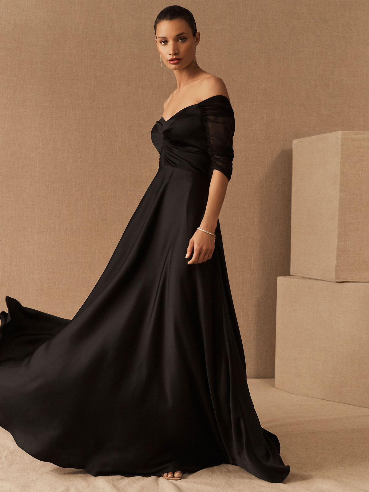 a line black formal dress